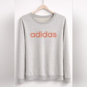 adidas Heather Gray Crewneck with Coral Logo